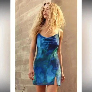 Blue Mini Dress with slit